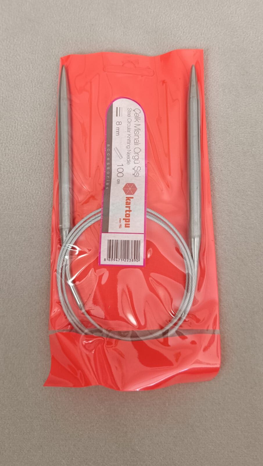 Kartopu Çelik Misinalı Örgü Şişi 100 cm 8 mm