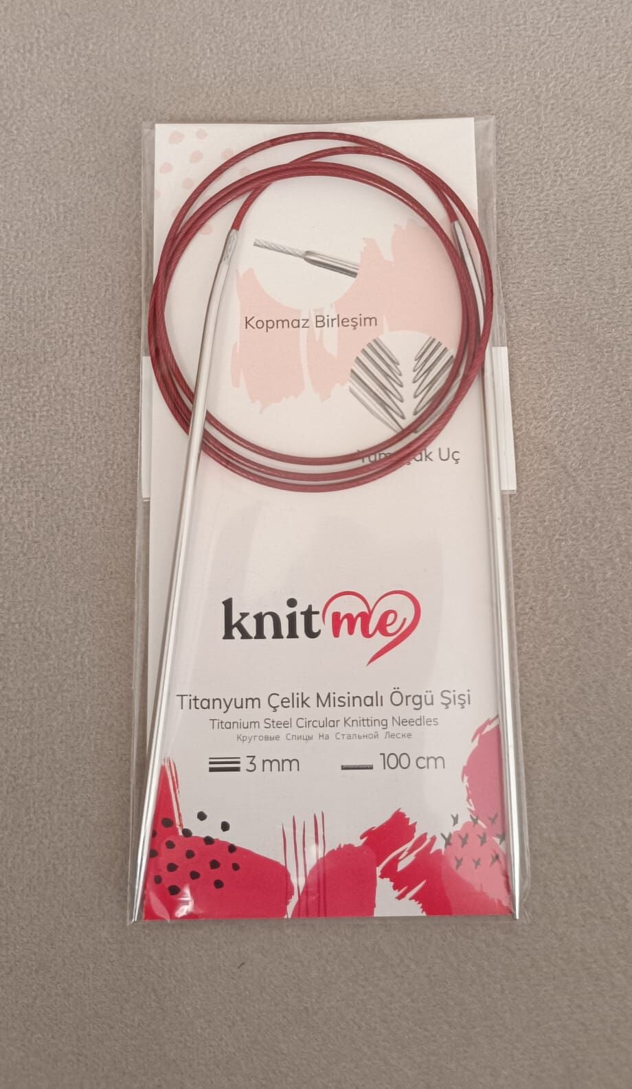 Knit Me Titanyum Çelik Misinalı Örgü Şişi 100 cm