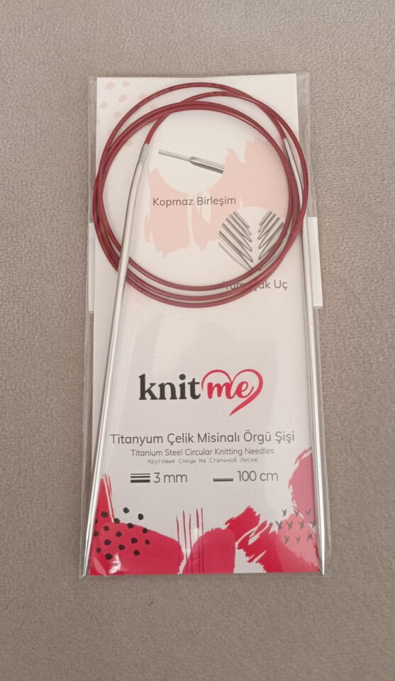 Knit Me Titanyum Çelik Misinalı Örgü Şişi 100 cm