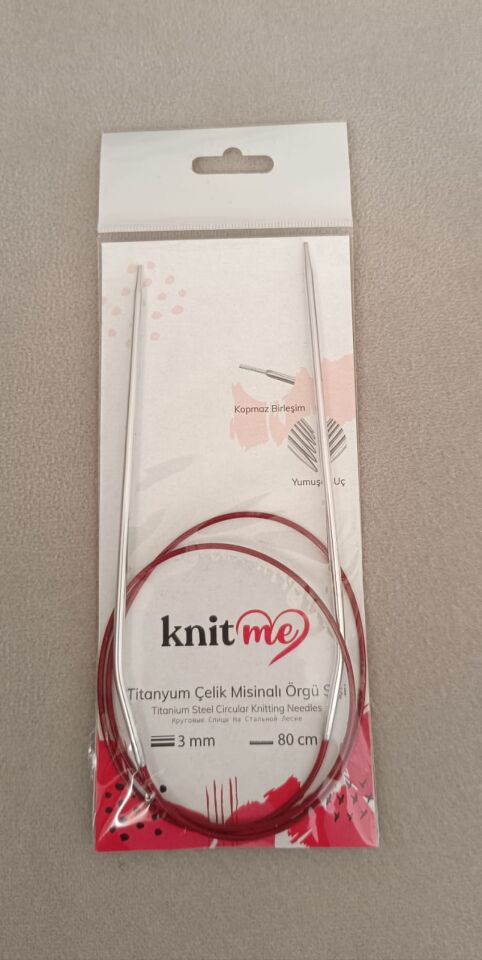 Knit Me Titanyum Çelik Misinalı Örgü Şişi 80 cm
