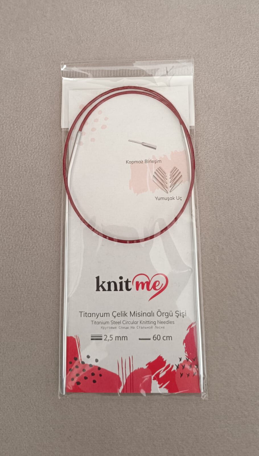 Knit Me Titanyum Çelik Misinalı Örgü Şişi 60 cm 4 mm