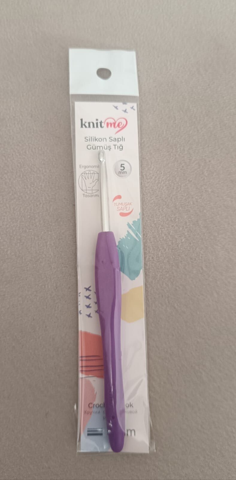 Knit Me Silikon Saplı Gümüş Tığ 5 mm