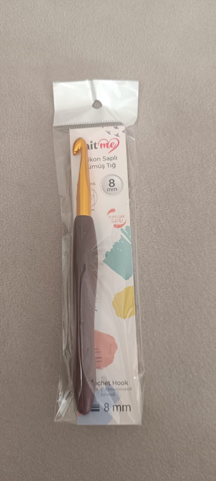 Knit Me Silikon Saplı Gümüş Tığ 8 mm