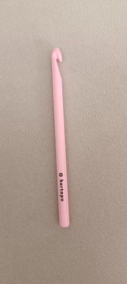 Kartopu Renkli Plastik Yün Tığ 15 cm Pembe - 9 mm