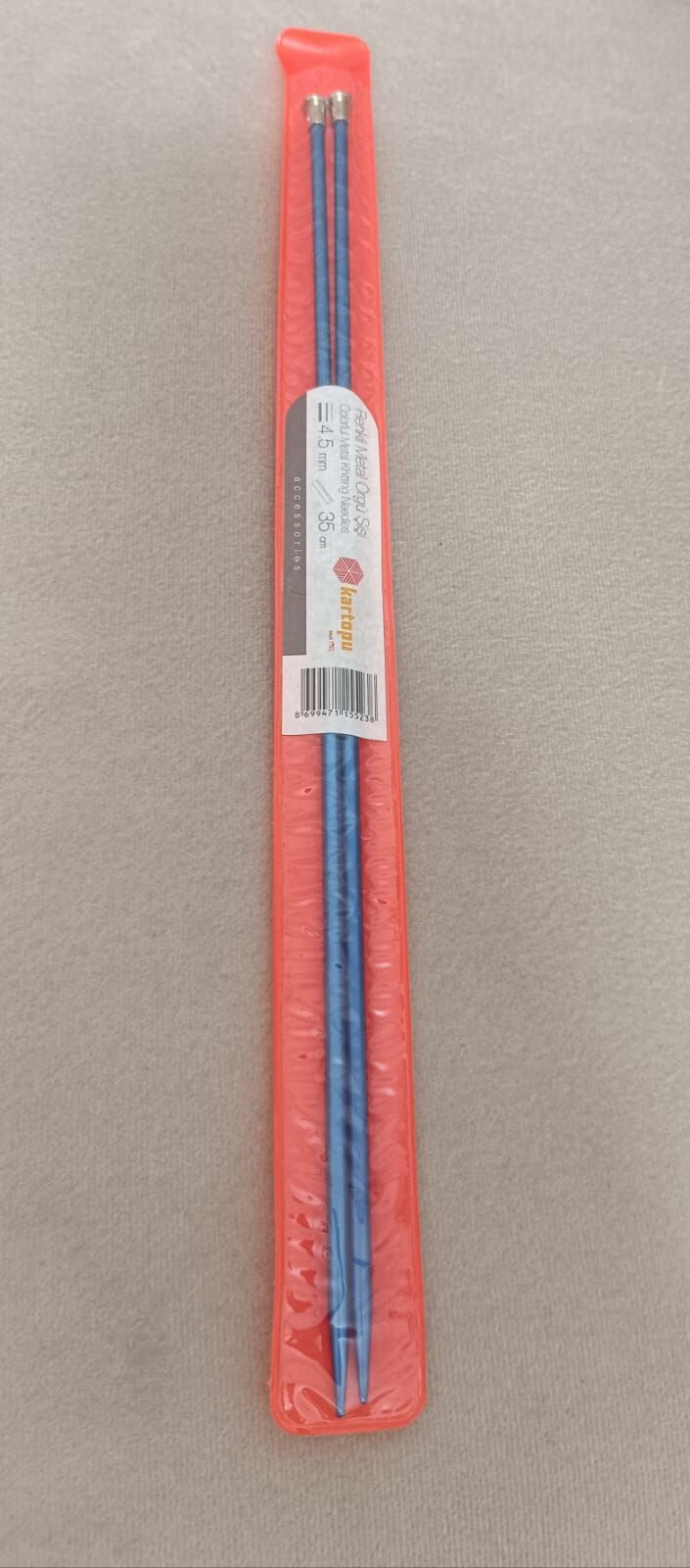 Kartopu Renkli Metal Örgü Şişi 35 cm 4,5 mm - Mavi