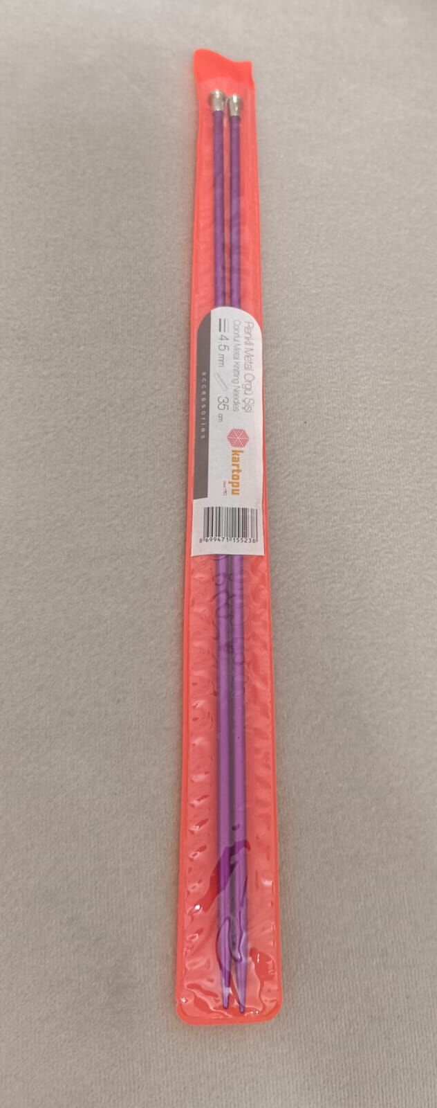 Kartopu Renkli Metal Örgü Şişi 35 cm 4,5 mm - Mor