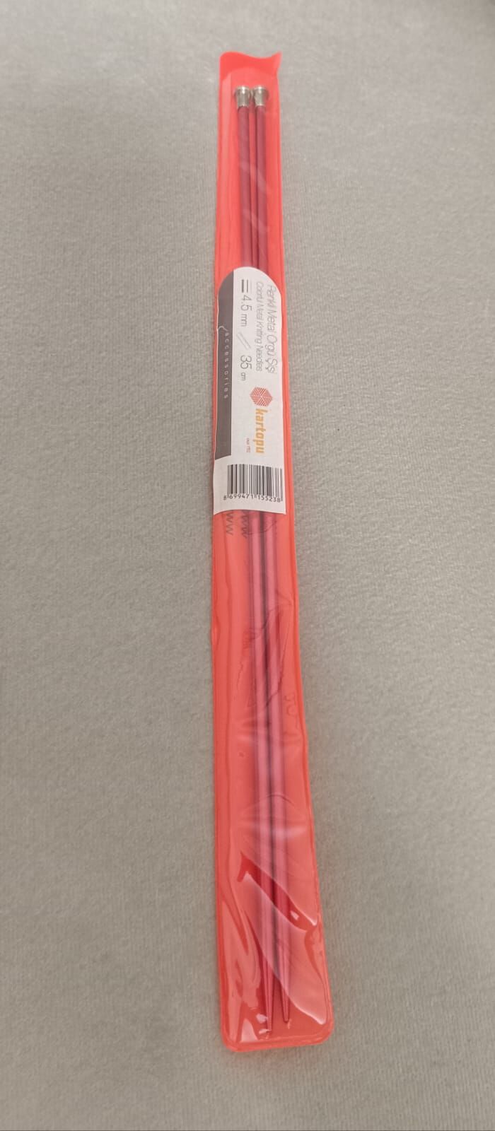 Kartopu Renkli Metal Örgü Şişi 35 cm 9 mm - Kırmızı