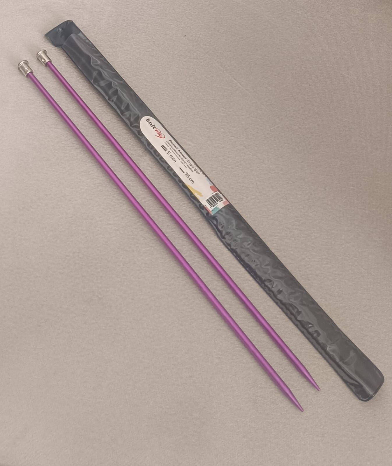 Knit Me Renkli Metal Örgü Şişi 35 cm 5 mm - Mor