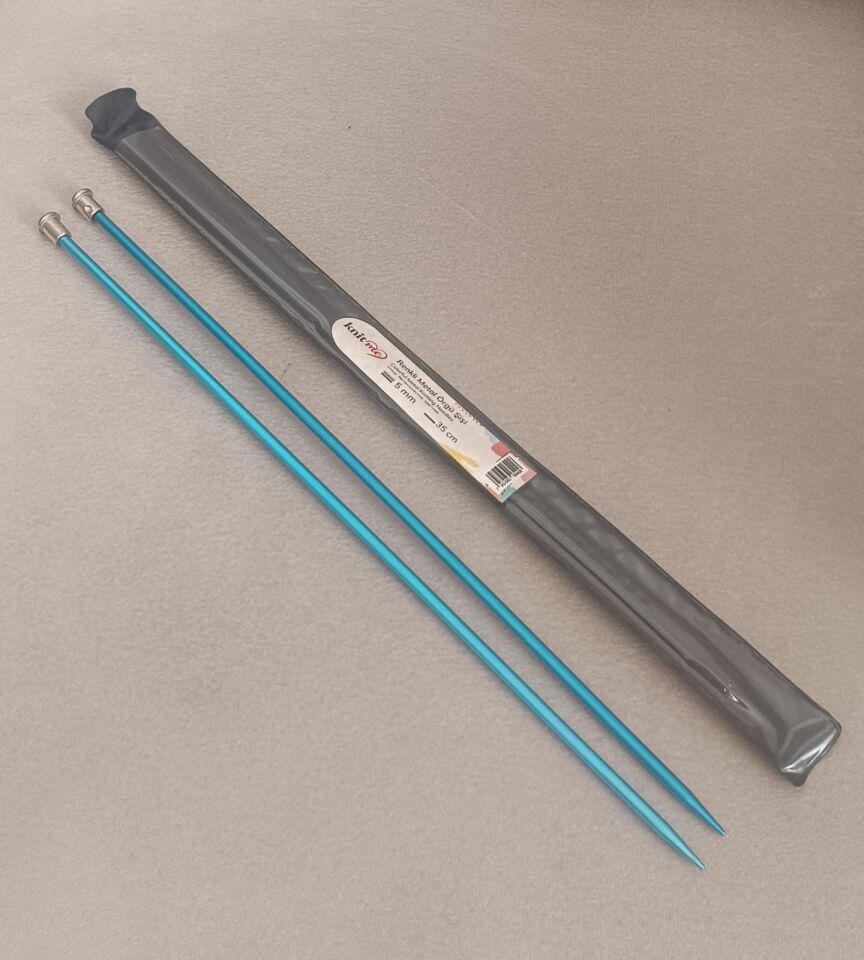 Knit Me Renkli Metal Örgü Şişi 35 cm 3 mm - Mavi