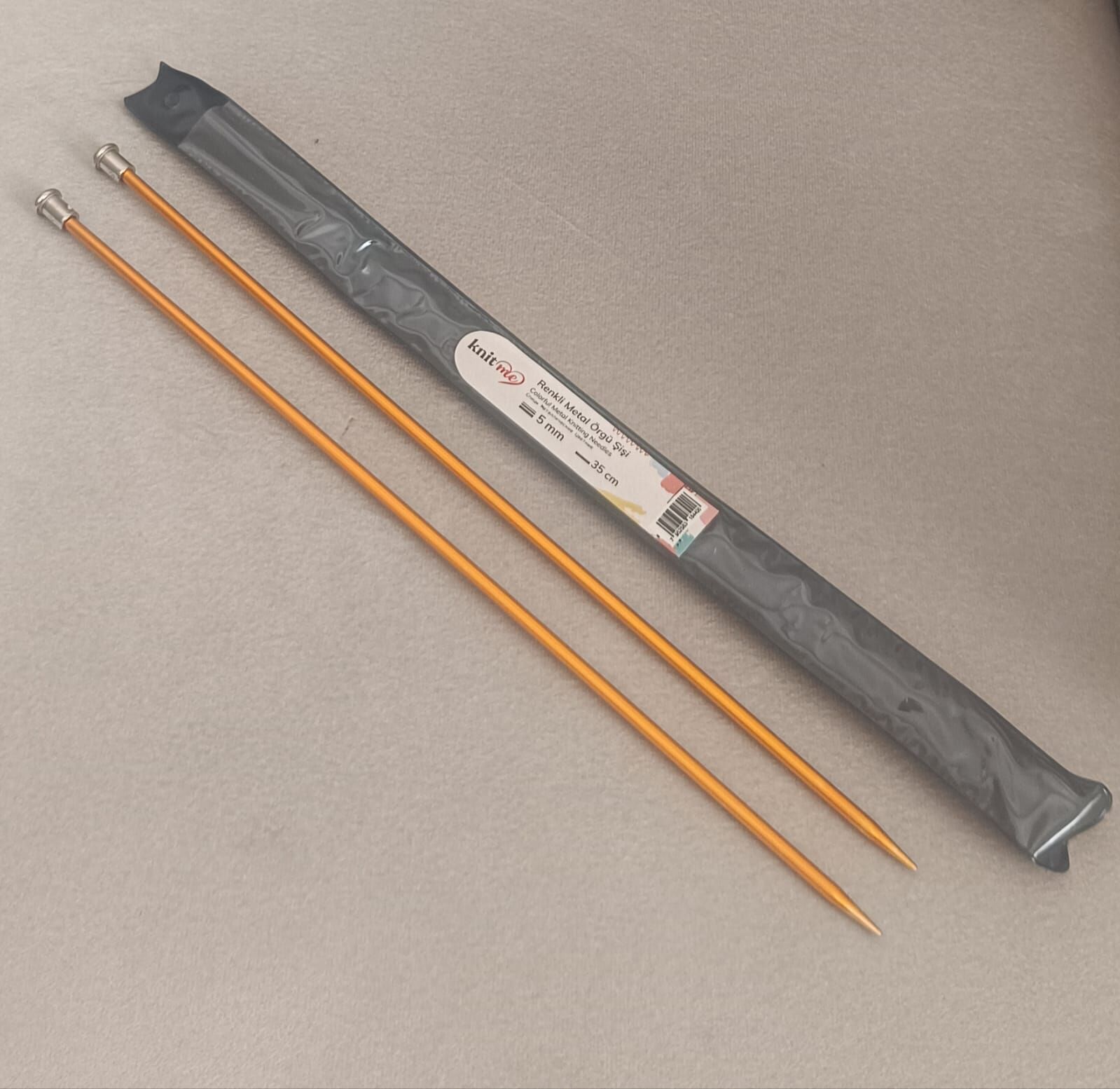 Knit Me Renkli Metal Örgü Şişi 35 cm 3 mm - Altın